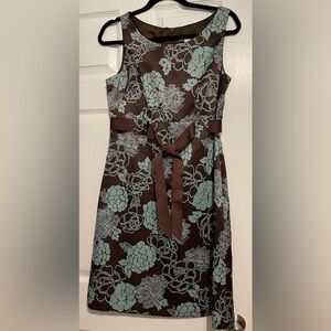 Dress Barn Floral Brown and Teal Sheath Dress size 10